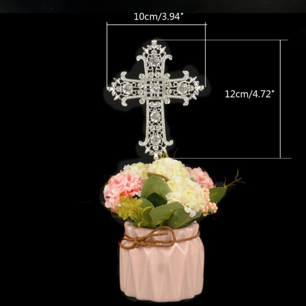 Cross Cake Topper Kristall Rhinestones Cupcake Picks Insert Tårtdekorationer för dop Bröllop Jul Religiösa Gold