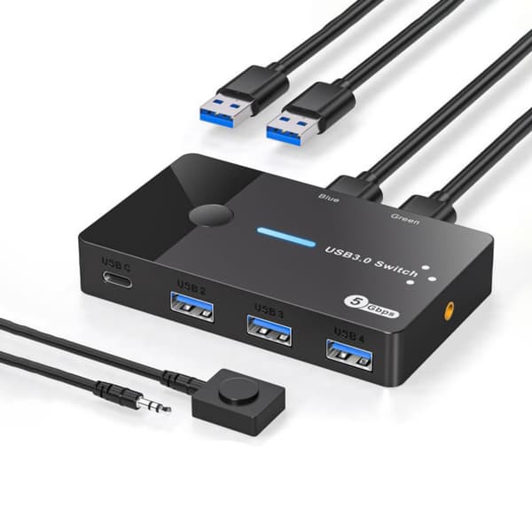 USB KVM-bryter 2 datamaskiner deler 4 USB3.0-brytervelger for PC-bærbar datamaskin