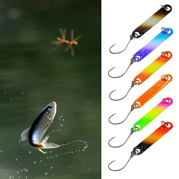 6x Fiskedrag 4cm/1,57'' Färgglad Fiskesked Dubbelsidiga metallpalljetter Fiskedrag Fisketillbehör för öring