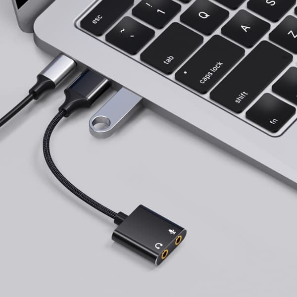 USB til 3,5 mm lydadapter Eksternt lydkort for hodetelefon USB-lydkort