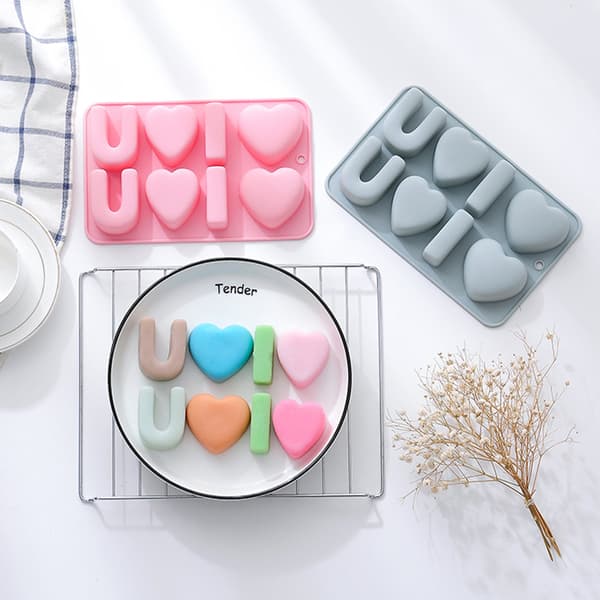 3D Valentinsdag Kærlighed Silikoneform Non-Stick Chokolade Slik Cupcake Forme Blue