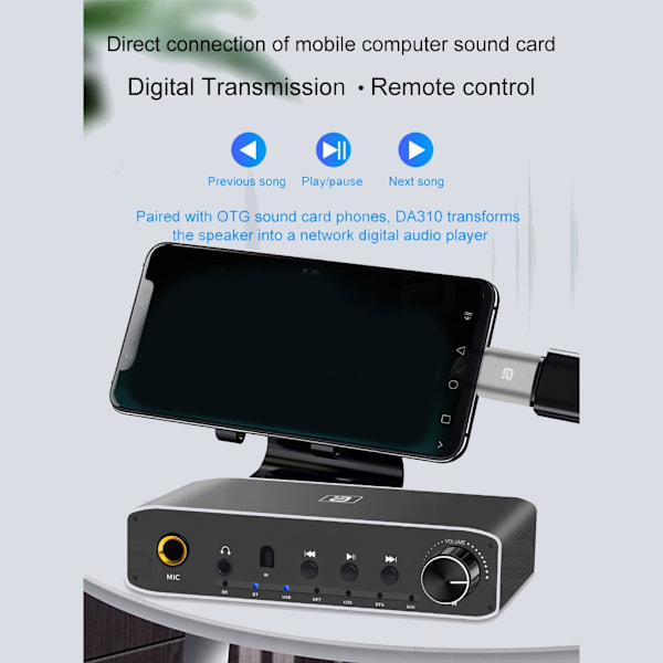 DA310 DAC Bluetooth-kompatibel 5.3 Audio Receiver Sändare Digital till Analog Conversion Player Njut av musik trådlöst EU Plug