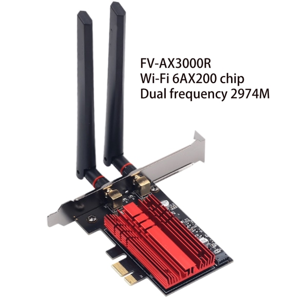 AX200 WiFi 6 PCIe-kort Bluetooth-kompatibel 5.1 PCIe-adapter Dual Band 2400Mbps + 574Mbps 6G 160MHz PCIe WIfi Wlan-kort FV AX3000R