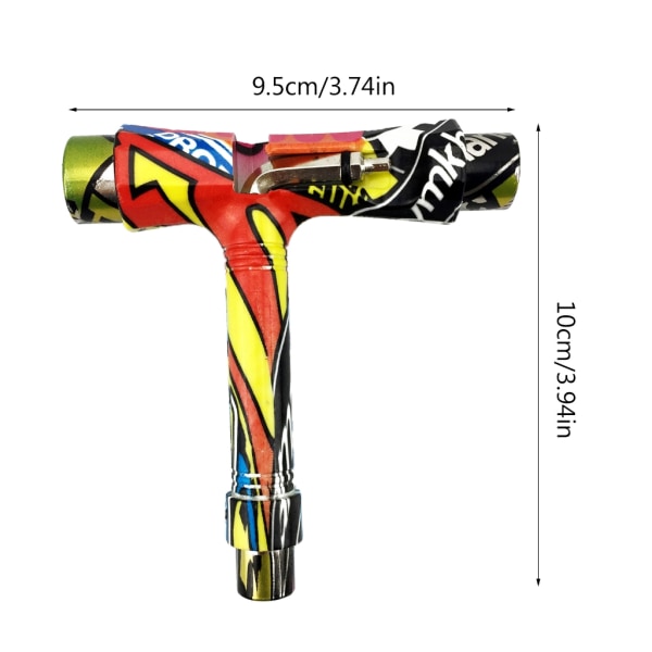 Bärbart allt-i-ett T-skiftnyckel Skridskoverktyg med skruvar Bultar Reparationsverktyg för skateboard Multifunktionsskateboardverktyg 12