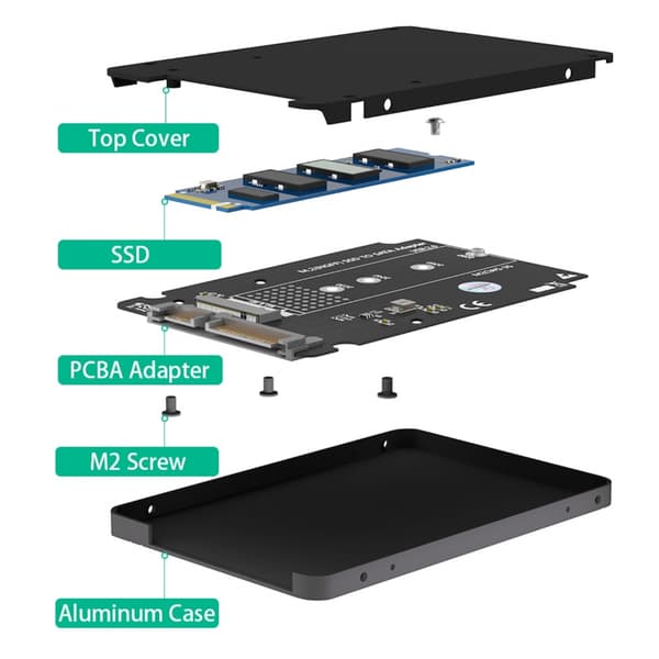 M.2 Key B SSD-er til SATA3.0 2.5\" Adaptere SSD-er Konvertere RiserCard