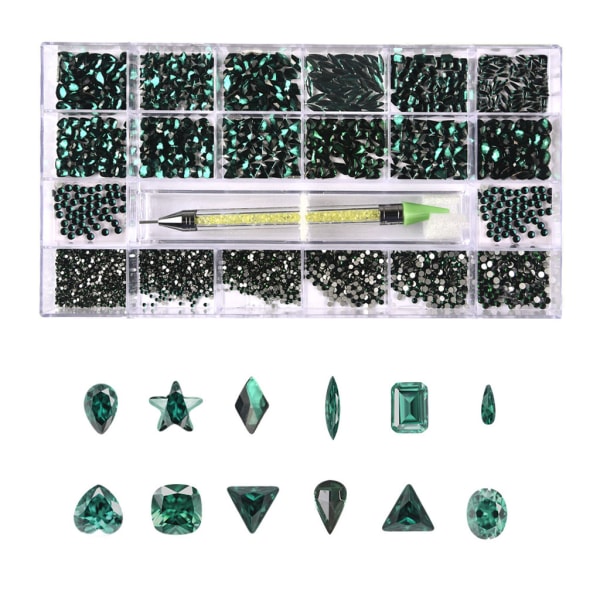 Multi Shapes Rhinestones AB Crystal Nail Art Set Strass Nail Gems Iridescent Clear Class Multi-Shape Flat Back 5