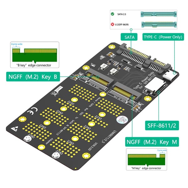 PC Solid Disk Konverteringsadapter med SFF 8611 Interfaces Computer