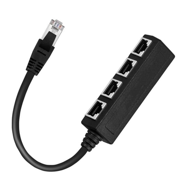 1 til 4 Port Ethernet-kontakt Adapterkabel for Bærbar PC Stasjonær Datamaskin