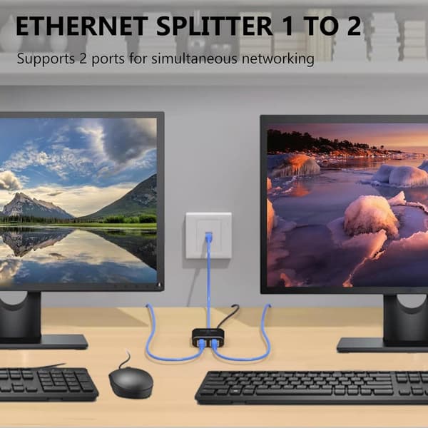 1000 Mbps Ethernet Splitter 1 til 2 for stabil netværksforbindelse med USB-strømkabel