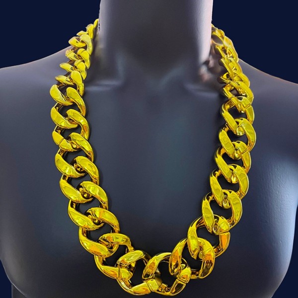 Faux Guldkedja Halsband Hip Hop Tjock Stor Guldkedja Stor tjock Halsband Punk Rapper Kedjor Kostym Rekvisita Människor Inga människor Plats 100cm