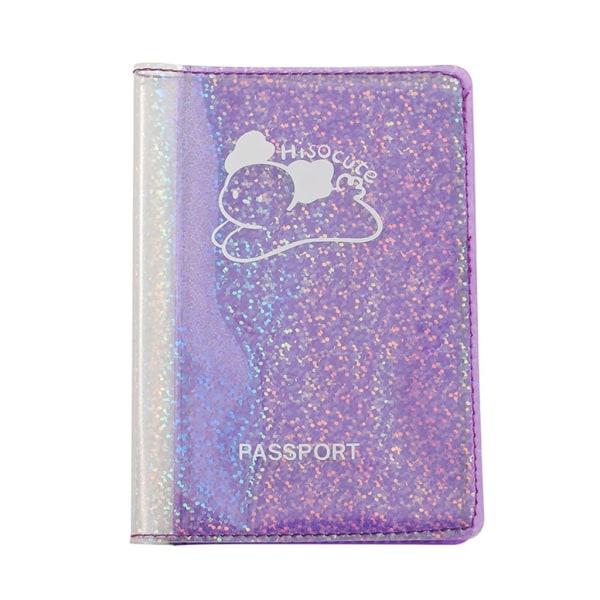 Holografiskt cover Resepasshållare Plånbok Present Söt PVC- case Cover för unisex Purple