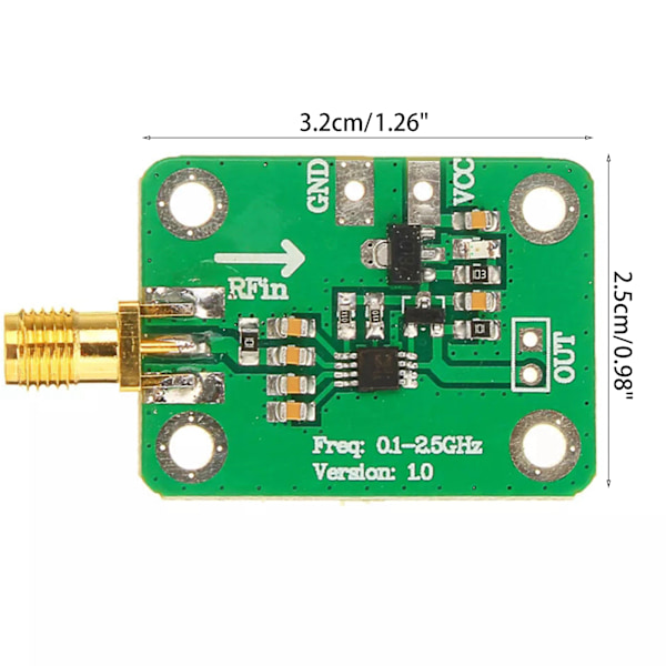 0,1-2,5GHz RF- power Logaritmisk power för RF- power 7-15V