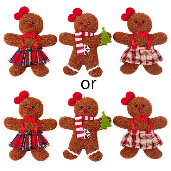 3 st/set Juldekoration Pepparkaksgubbe för Docka Julgran Hängande Prydnad