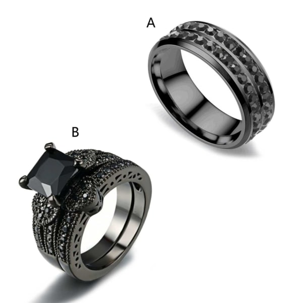 Mode par Svarta Zirkon Ringar Svarta Ringar Förlovningsringar för kvinnor Par Smycken Bröllopsfest Jubileumspresenter null - A mens ring 7