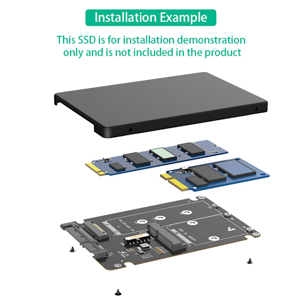 2 i 1 M.2 NGFF mSATA til SATA3.0 Interface Konverterkort til PC Laptop