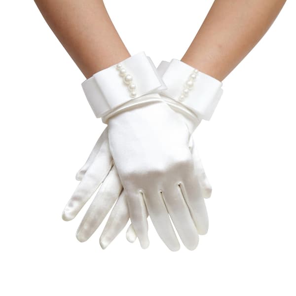 Korte elegante satinhandsker til kvinder, sommerprinsesse, formelle, pyntede bryllupsvanter