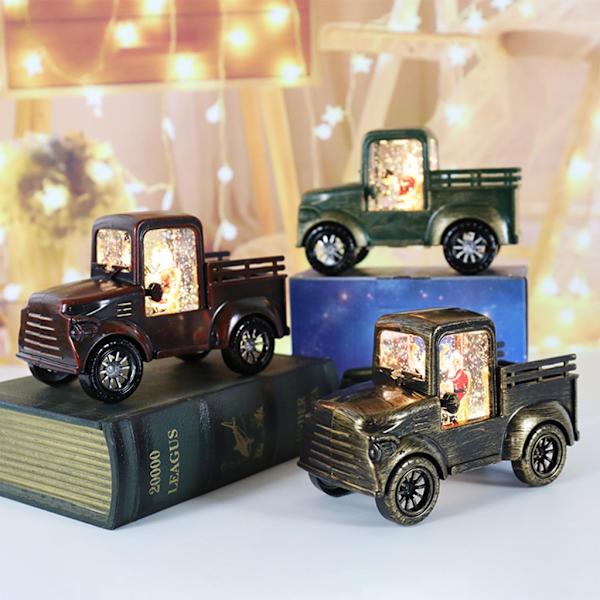 Mini lykta tomte kör bil Små lyktor för inomhus utomhus juldekoration Heminredning Batteridriven Red