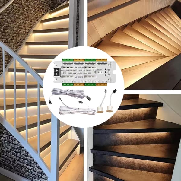 32-kanals bevegelsessensor 12V 24V LED trappelys kontroller erstatning