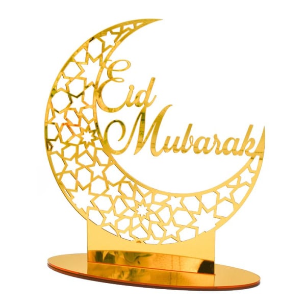 Akryl Eid Mubarak Ornament Guld Hollow Moon Star Hantverkstillbehör null - BT003