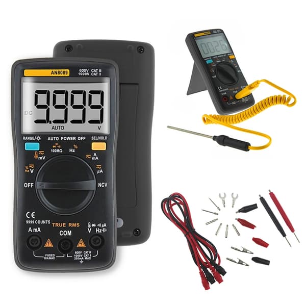 AN8009 True-RMS Auto Range Digitalt Multimeter NCV Ohmmeter Voltmeter Amperemeter Svart