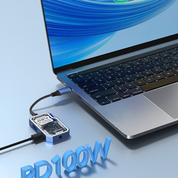 Plugs Play USB C 4 Port Transparent Hub 5 Gbps Dataoverførsel Laptop Tablets PC