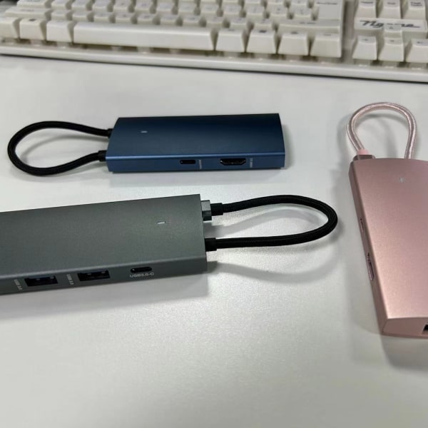 USB C Dockningsstation 6 i 1 Hubs Adapter med HDMI-kompatibel 2.0+USB3.0 Port+PD3.0+Gigabit Ethernet Dockningsstation Blue