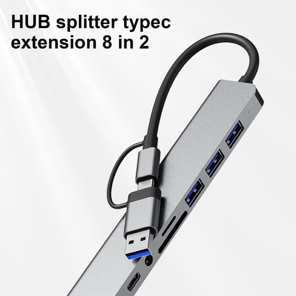 Plassbesparende USB C-hub med rask dataoverføring for hverdagsbehov