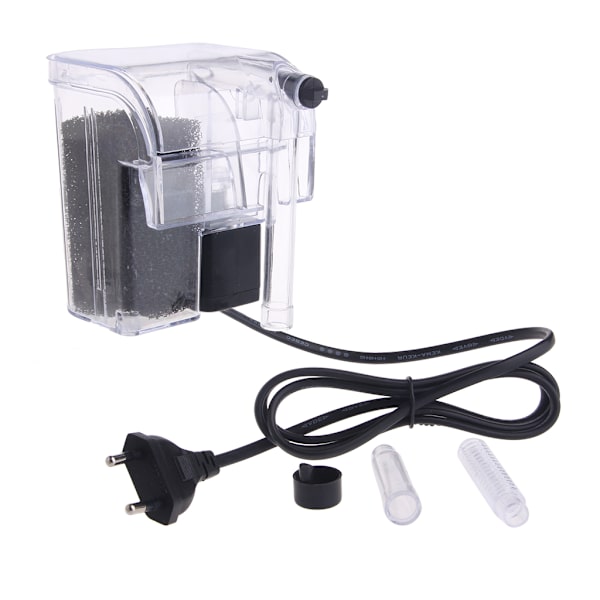 Hang-On Akvariefilter 3W Små Fisketanke Hængefilter Vandfaldsfiltreringssystem Justerbar Flow Max 250L/T