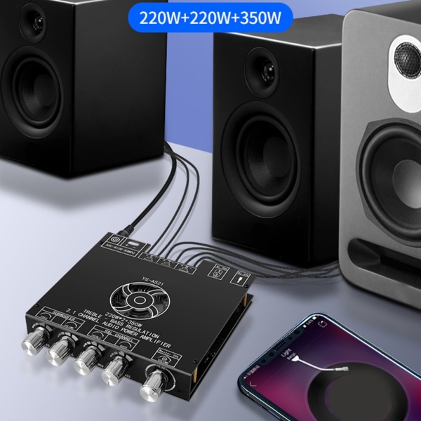 Bluetooth-kompatibel power 2x220W+350W 2.1-kanals ljudstereomottagare med diskant för bilhem