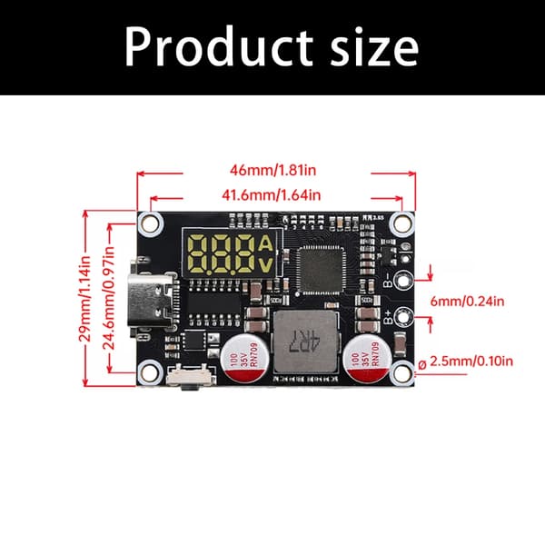 2-6S 45W pikalatausmoduuli virtalaatikon emolevyn jännitevirta digitaalinen TypeC and USB