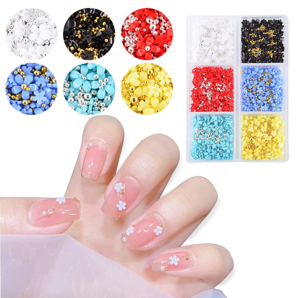 Flower Nail Charms 3d Nail Kaviar Pärlor För Nail Art 3D Flower Nail Charms Akryl Harts 3D Kristall Strass 1