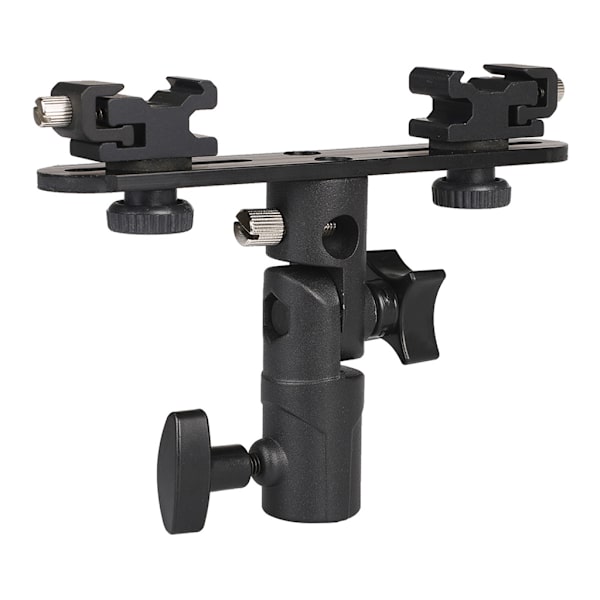 DSLR Dual Flash Bracket 2-Hot Shoe Mount Speedlight Stand Paraply Flash Holdare