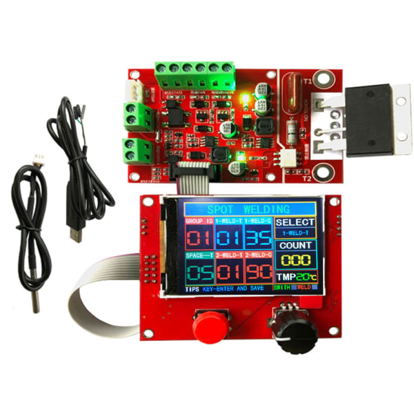 Pneumatisk Punktsvetskontroller med Fläkt & Temperatursensor Strömingång 100A Digital Display Svetskontroller NY-D08