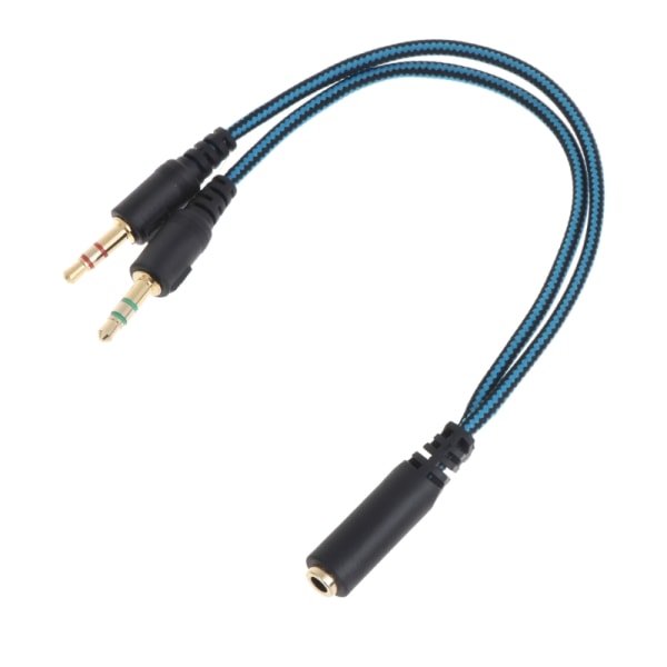 Hörlursdelare för dator 3,5 mm hona till 2 dubbel 3,5 mm hane flätad kabel