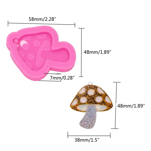 Mushroom Silikon Molds, Svampform Form Molds för Harts Epoxigjutning DIY Nyckelringstillverkningssats