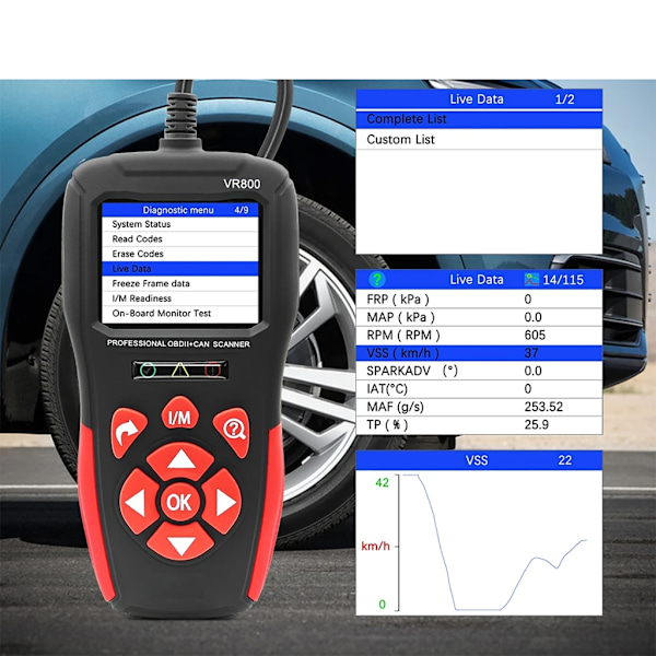 VR800 CAN Diagnostikverktyg Auto Kodläsare Auto Scanner Verktyg