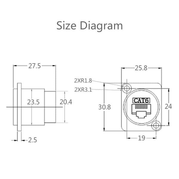 Signalkontakt CAT6 Panelmonterad Network Ethernet Extension Interface Adapter