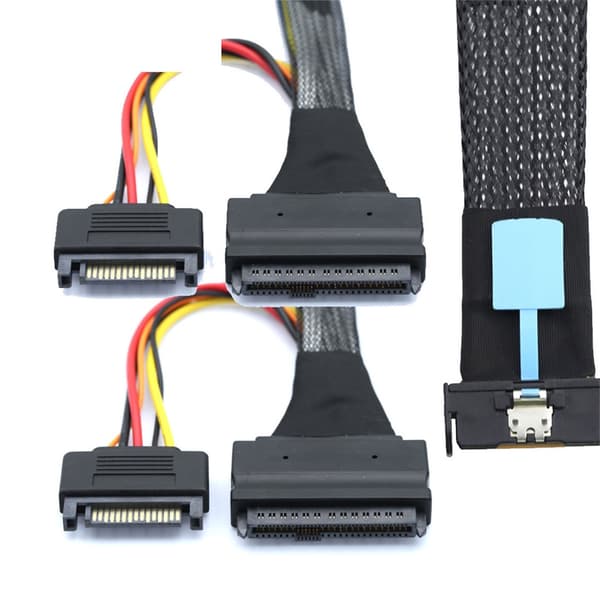 PC Datamaskin Serverkabel 8i 74P Til 2x SFF 8639 Med 15Pin Strøm