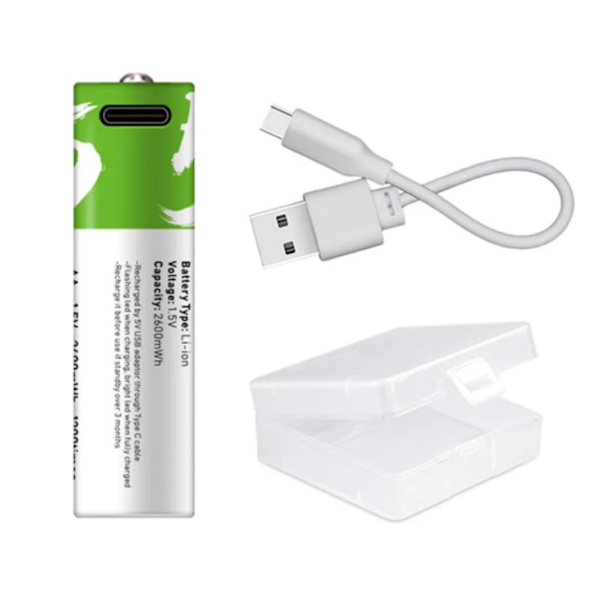 1.5V AA USB AA Uppladdningsbart USB AA Batteri för Fjärrkontroll Mus Liten Fläkt Elektrisk Leksak Ersättningsbatteri