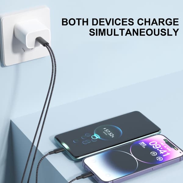 Lang USB C til 2 USB C hurtigladende datasplitterkabel for flere enheter Red