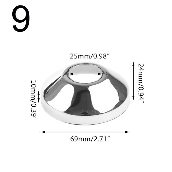 Rostfritt stål delad rund skyltplatta Väggdelad fläns Vattenrör kran Dekorativt cover Badrumstillbehör 46x21mm