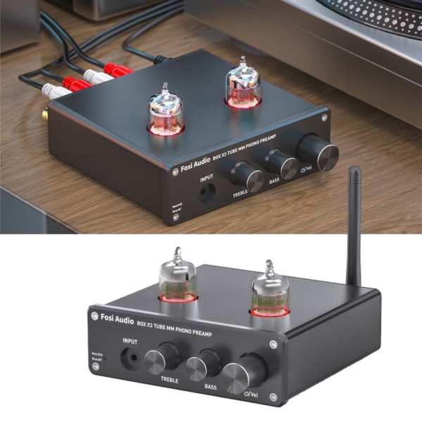 Tube Preamp Phono Preamp hörlurar Mini förförstärkare för skivspelare med dubbelt 5654W vakuumrör EU