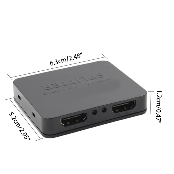 HDMI-kompatibel Switch Splitter 4k 60hz 1 in 2 Out för Dual Monitors TV Dator 1 till 2 Way HDMI-kompatibel adapter