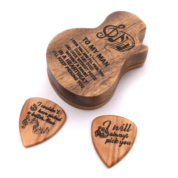 3 st förvaringslåda för gitarrplock i trä med tumfingerpaddlar Plektrumbehållare Små föremål Instrumentdel