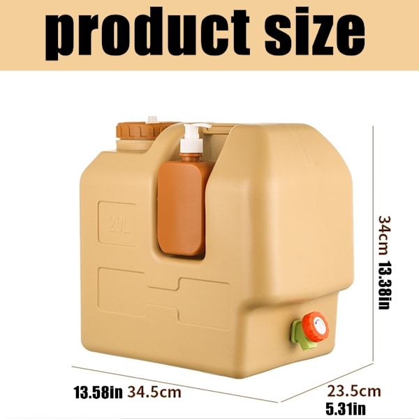 20L Camping Vandbeholder Opbevaringstank Til Picnic Udendørs Grillaftener Med Sikker Funktion