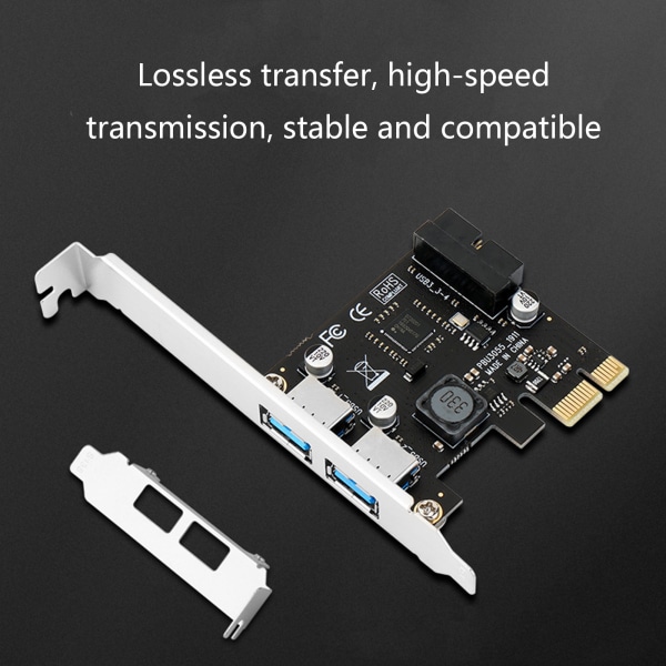 PCI-E till 2-portar USB 3.0 expansionskort PCI för Express Desktop External Controller Adapterkort med 19-stifts power