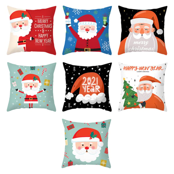 7st tecknad jultomte julkudde för case Polyester sammet kudde Cove