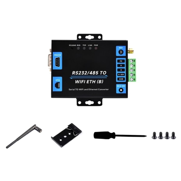 Industriell RS232 485 till WiFi Ethernet PoE-nätverk MQTT IoT-gateways Seriella portar Server Metallhölje