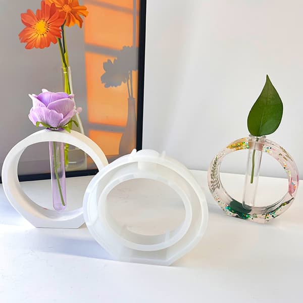 Provrör Vas Silikonform Geometrisk Skrivbord Blomkruka Hydroponisk Växtformar 3