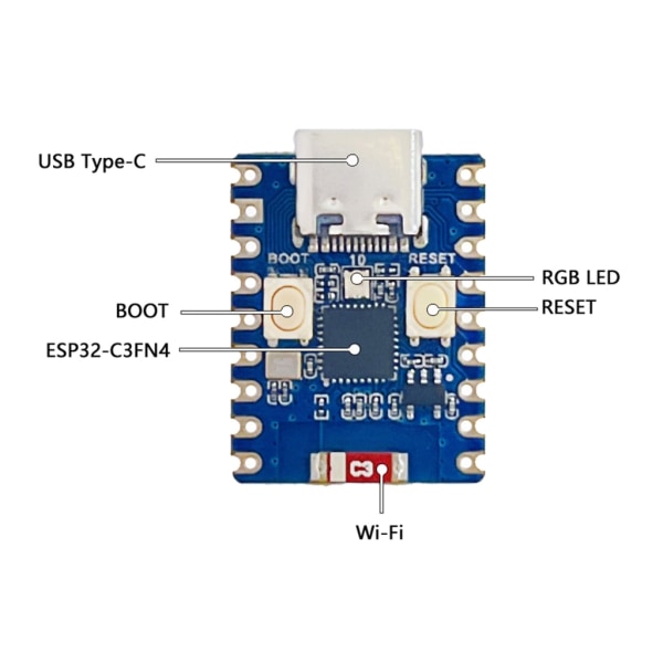 ESP32 C3 Zero Mini Development Board Bluetooth-kompatibel WIFI Anslutning Kraftfull prestanda och stabil anslutning Zero Soldered